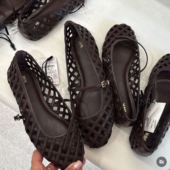 ZARA Brown Braided Mary Jane Flats NWT Size 9 - Picture 7 of 13